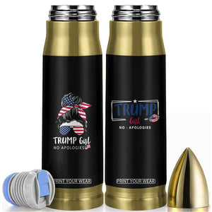 Trump Girl Bullet Tumbler No Apologies American Messy Bun US Flag President Election TB10 Black Print Your Wear