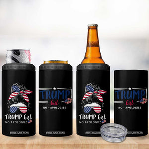 Trump Girl 4 in 1 Can Cooler Tumbler No Apologies American Messy Bun US Flag President Election TB10 Print Your Wear