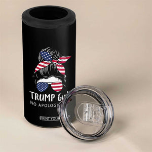 Trump Girl 4 in 1 Can Cooler Tumbler No Apologies American Messy Bun US Flag President Election TB10 Print Your Wear