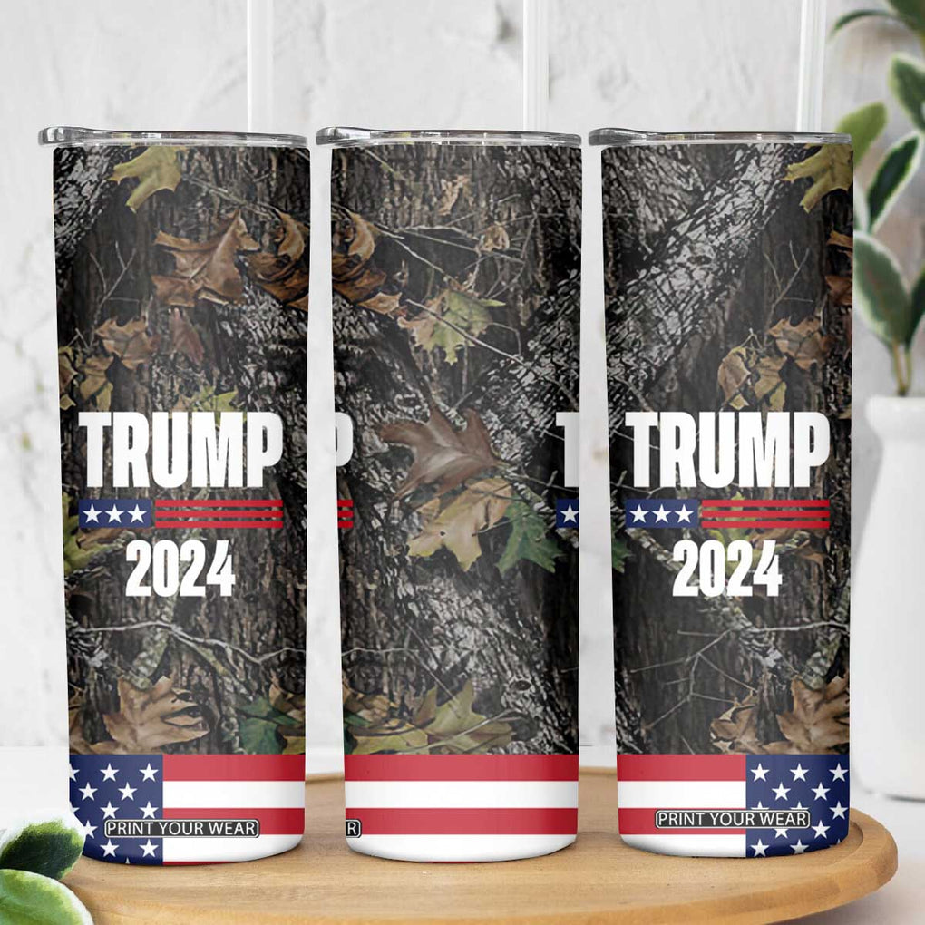 Trump 2024 Skinny Tumbler President Election American Flag Camouflage TB10 Print Your Wear