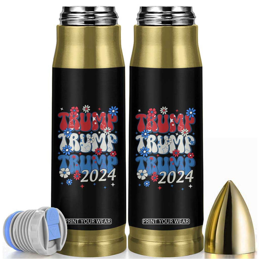 Trump 2024 Bullet Tumbler Retro Groovy 4th of July Patriotic TB10 Black Print Your Wear