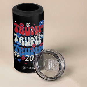 Trump 2024 4 in 1 Can Cooler Tumbler Retro Groovy 4th of July Patriotic TB10 Print Your Wear