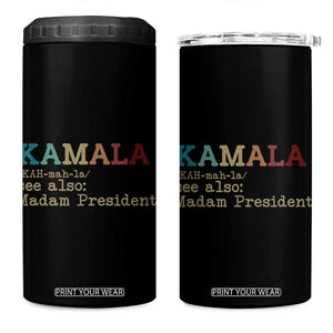 Harris 2024 Election 4 in 1 Can Cooler Tumbler Funny Kamala See Also Madam President Vintage TB10 One Size: 16 oz Black Print Your Wear