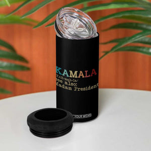 Harris 2024 Election 4 in 1 Can Cooler Tumbler Funny Kamala See Also Madam President Vintage TB10 Print Your Wear