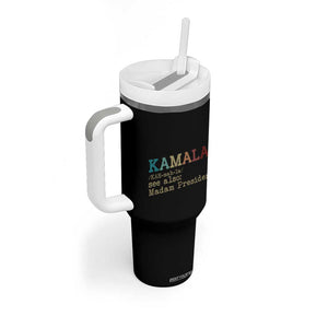 Harris 2024 Election Tumbler With Handle Funny Kamala See Also Madam President Vintage TB10 Print Your Wear