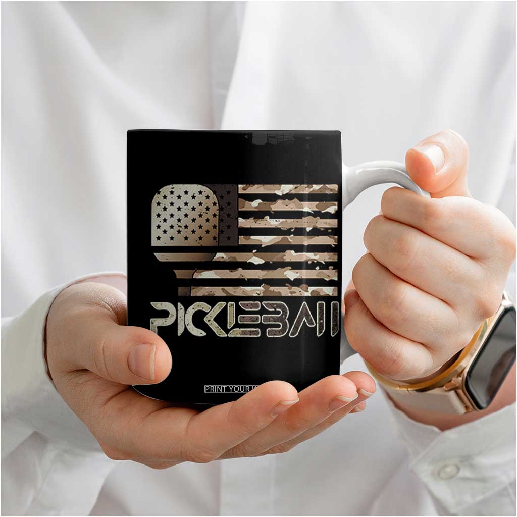 Camo US Flag Pickleball Player Paddleball Lover Coffee Mug TB10 Print Your Wear