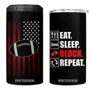 Football Lineman 4 in 1 Can Cooler Tumbler Eat Sleep Block Repeat Patriotic USA Flag Defensive Linemen Gift For Men TB10 One Size: 16 oz Black Print Your Wear