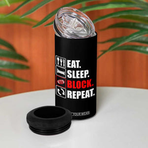 Football Lineman 4 in 1 Can Cooler Tumbler Eat Sleep Block Repeat Patriotic USA Flag Defensive Linemen Gift For Men TB10 Print Your Wear