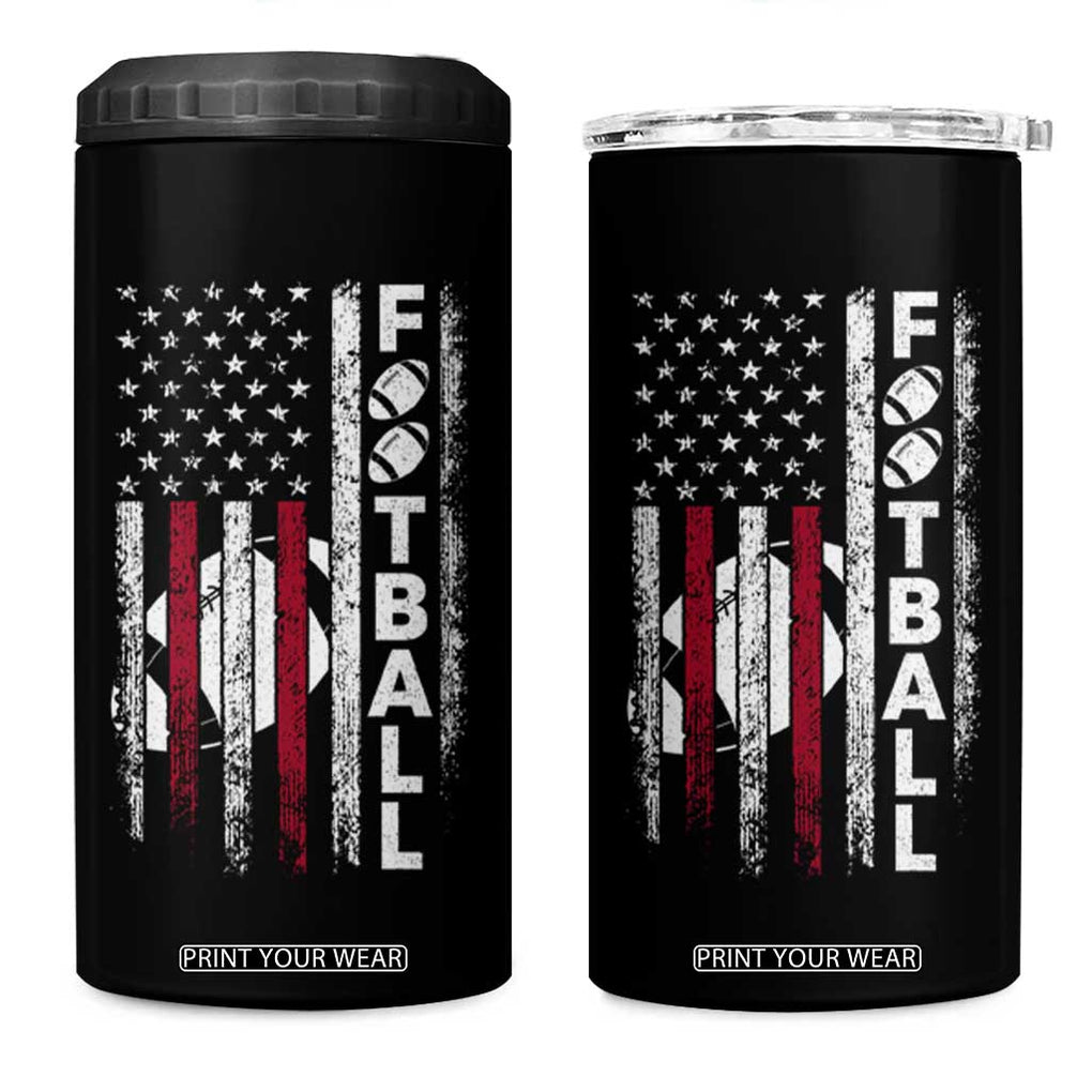 Football American Flag 4 in 1 Can Cooler Tumbler Game Day Sport Team Vintage Patriotic TB10 One Size: 16 oz Black Print Your Wear