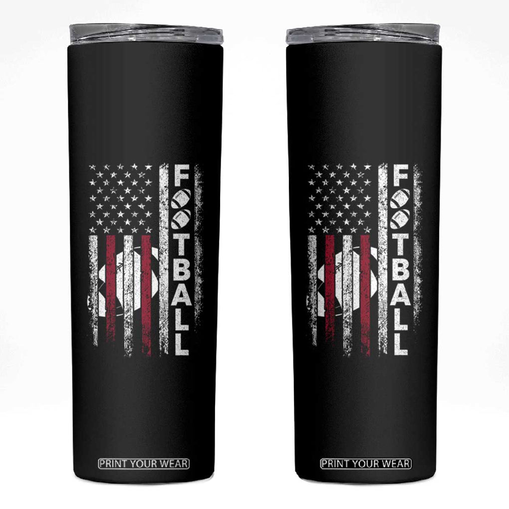 Football American Flag Skinny Tumbler Game Day Sport Team Vintage Patriotic TB10 Black Print Your Wear