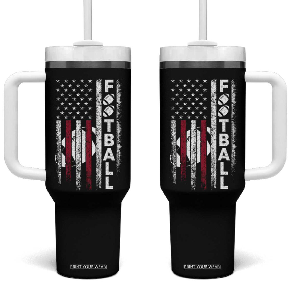 Football American Flag Tumbler With Handle Game Day Sport Team Vintage Patriotic TB10 One Size: 40 oz Black Print Your Wear