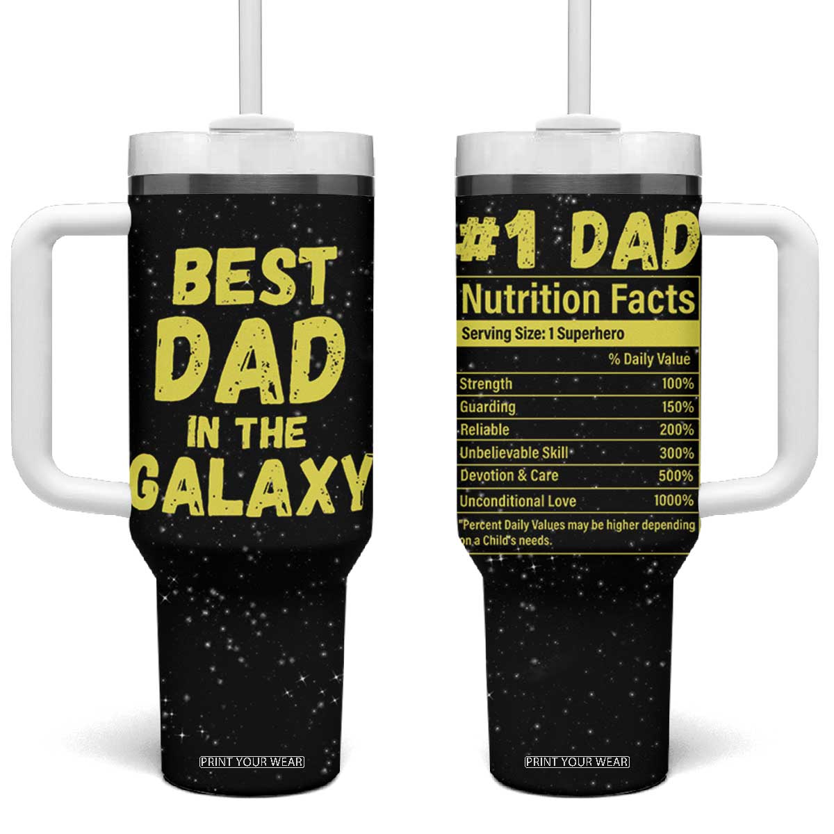 Funny Father's Day Gift For Dad Tumbler With Handle Best Dad In The Galaxy TB10 One Size: 40 oz Black Print Your Wear