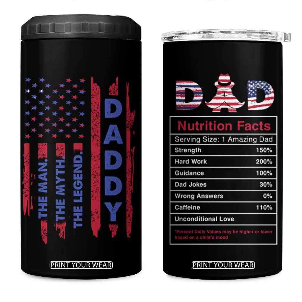 Christmas Gifts for Dad 4 in 1 Can Cooler Tumbler Daddy The Man The Myth The Legend TB10 One Size: 16 oz Black Print Your Wear