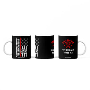 Funny Firefighter Gifts Coffee Mug Where My Hose At American Flag TB10 Print Your Wear