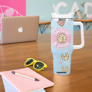 Cafecito & Chisme Tumbler With Handle Concha Pun Gift Mexican Themed Gifts in Spanish TB10 Print Your Wear