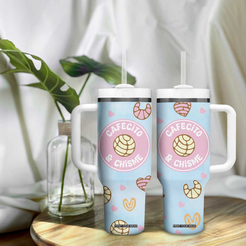 Cafecito & Chisme Tumbler With Handle Concha Pun Gift Mexican Themed Gifts in Spanish TB10 Print Your Wear