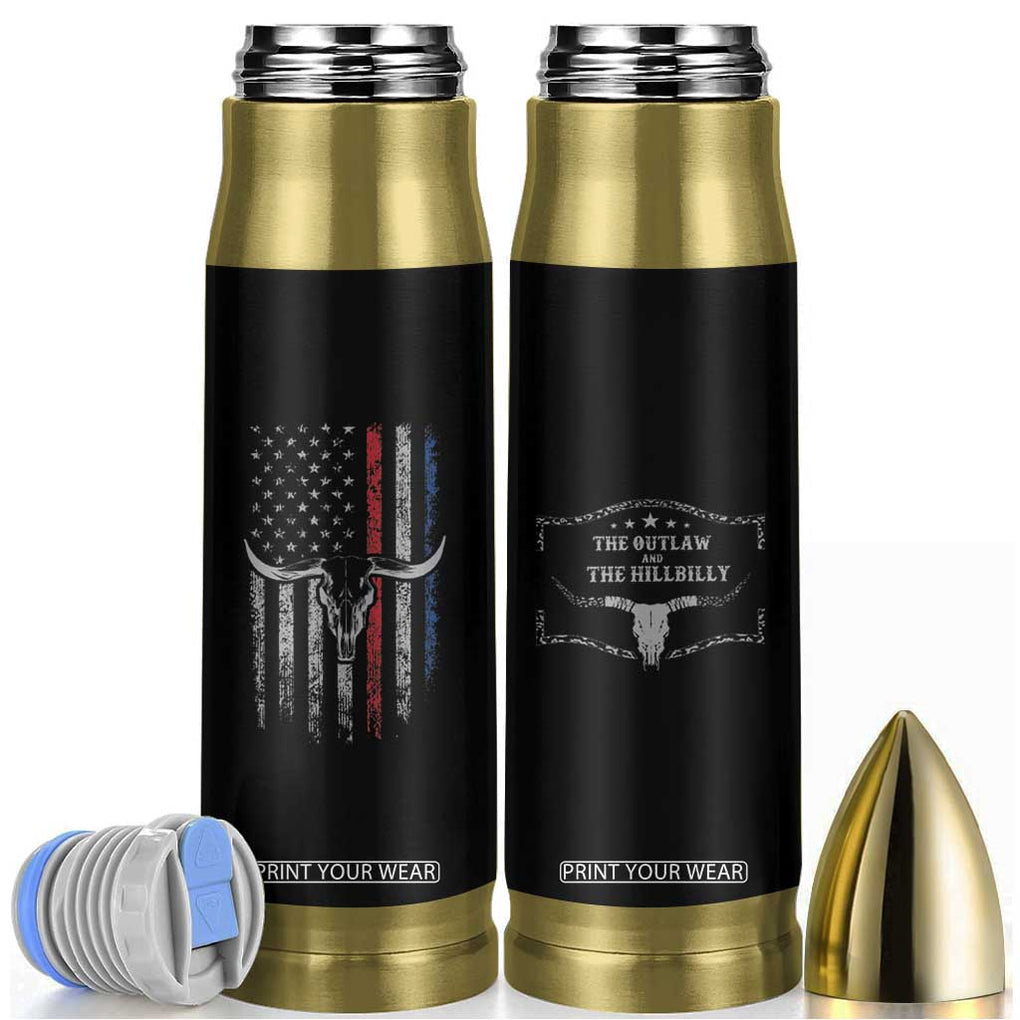 Trump Vance 2024 Election Bullet Tumbler Outlaw and Hillbilly Pro 45 Cow Skull Rodeo Western USA Flag TB10 Black Print Your Wear