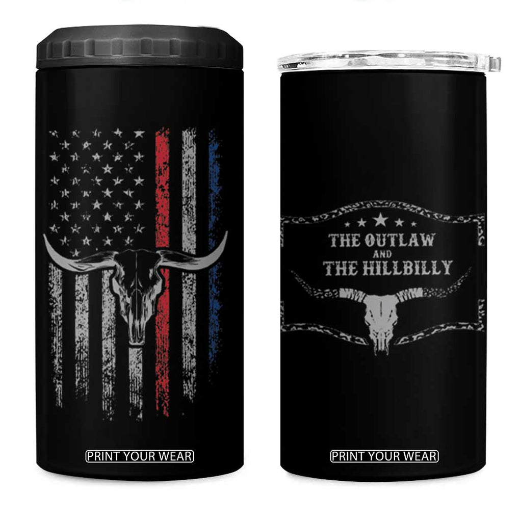 Trump Vance 2024 Election 4 in 1 Can Cooler Tumbler Outlaw and Hillbilly Pro 45 Cow Skull Rodeo Western USA Flag TB10 One Size: 16 oz Black Print Your Wear