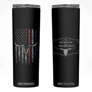 Trump Vance 2024 Election Skinny Tumbler Outlaw and Hillbilly Pro 45 Cow Skull Rodeo Western USA Flag TB10 Black Print Your Wear