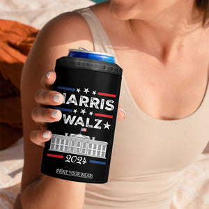 Harris Walz 2024 Election 4 in 1 Can Cooler Tumbler A Woman's Place Is In The White House 47th President Vote Blue Kamala TB10 Print Your Wear