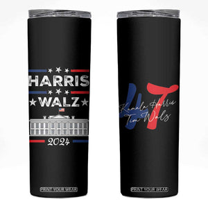 Harris Walz 2024 Election Skinny Tumbler A Woman's Place Is In The White House 47th President Vote Blue Kamala TB10 Black Print Your Wear