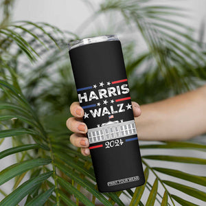 Harris Walz 2024 Election Skinny Tumbler A Woman's Place Is In The White House 47th President Vote Blue Kamala TB10 Print Your Wear