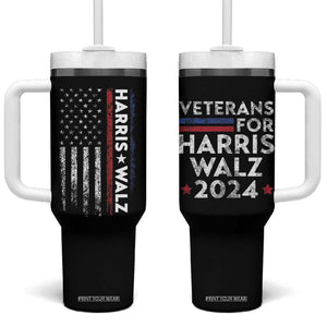 Kamala Harris Tim Walz 2024 Election Tumbler With Handle Veterans For Harris Walz Grandpa Dad Gifts American Flag TB10 One Size: 40 oz Black Print Your Wear