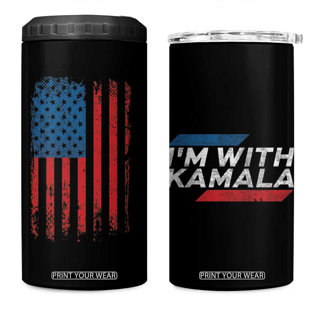 Harris 2024 Election 4 in 1 Can Cooler Tumbler I'm With Kamala First Female President American Flag TB10 One Size: 16 oz Black Print Your Wear