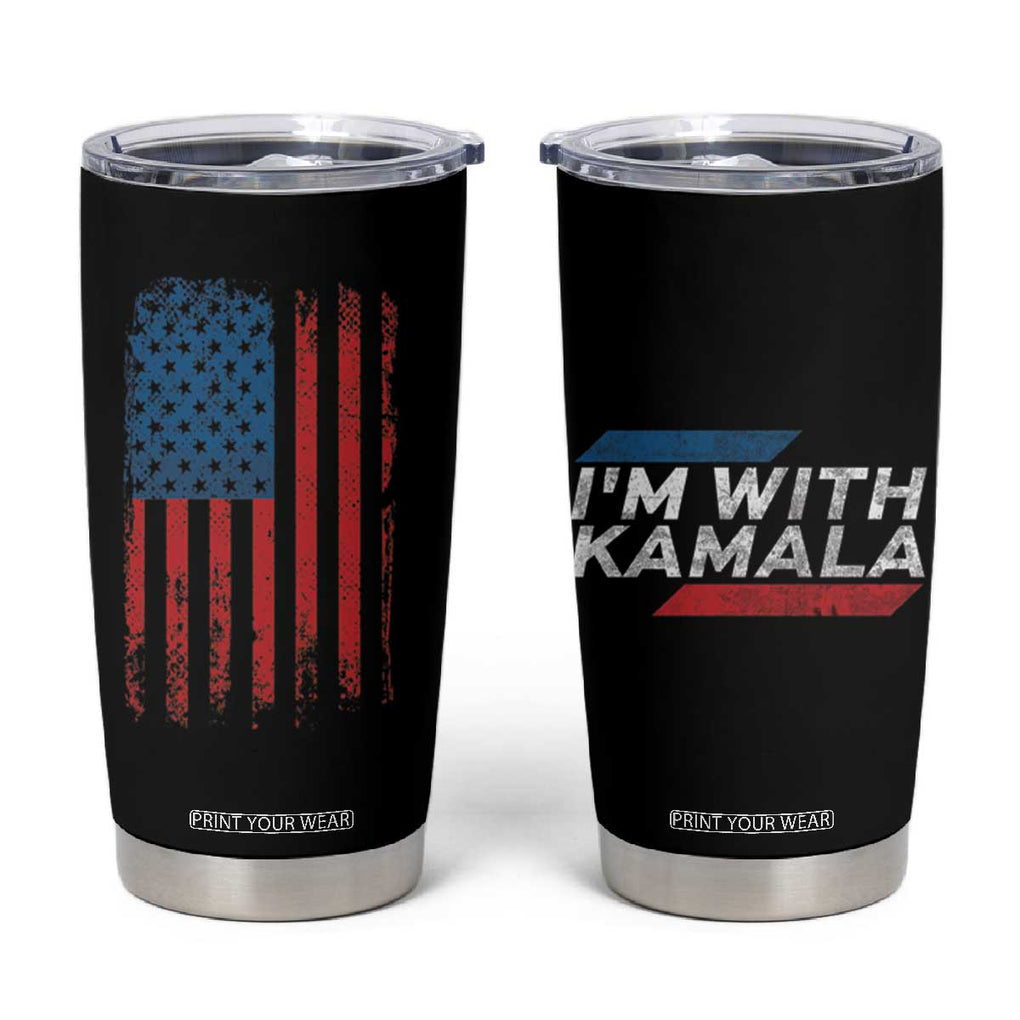 Harris 2024 Election Tumbler Cup I'm With Kamala First Female President American Flag TB10 Black Print Your Wear