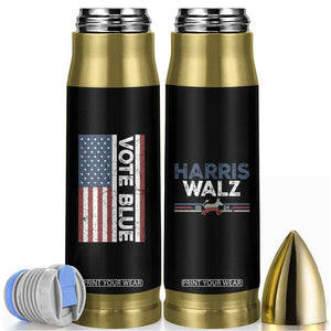 Kamala Harris Tim Walz 2024 Election Bullet Tumbler for President American Flag TB10 Black Print Your Wear