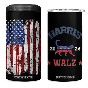 Kamala Harris Tim Walz 2024 Election 4 in 1 Can Cooler Tumbler Cat Ladies Vote for Kamala President American Flag TB10 One Size: 16 oz Black Print Your Wear