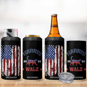 Kamala Harris Tim Walz 2024 Election 4 in 1 Can Cooler Tumbler Cat Ladies Vote for Kamala President American Flag TB10 Print Your Wear