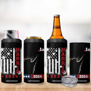 Cat Ladies for Kamala President 4 in 1 Can Cooler Tumbler Comma-La Harris 2024 Election Funny Kitty American Flag TB10 Print Your Wear