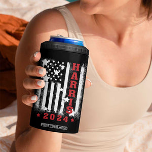 Cat Ladies for Kamala President 4 in 1 Can Cooler Tumbler Comma-La Harris 2024 Election Funny Kitty American Flag TB10 Print Your Wear