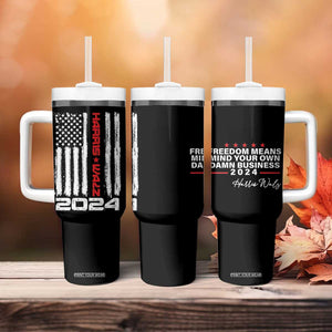 Kamala Harris Tim Walz 2024 Election Tumbler With Handle Freedom Means Mind Your Own Damn Business American Flag TB10 Print Your Wear