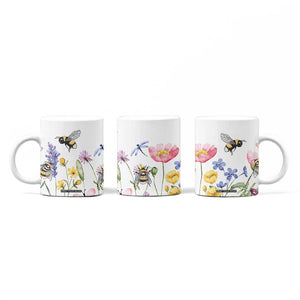 Vintage Spring Wildflower Coffee Mug Bees Butterflies Floral Meadow TB10 Print Your Wear