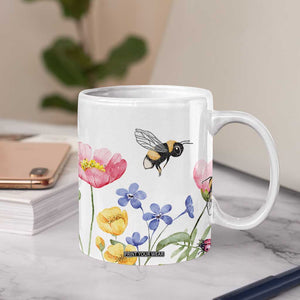 Vintage Spring Wildflower Coffee Mug Bees Butterflies Floral Meadow TB10 Print Your Wear