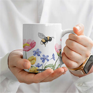 Vintage Spring Wildflower Coffee Mug Bees Butterflies Floral Meadow TB10 Print Your Wear