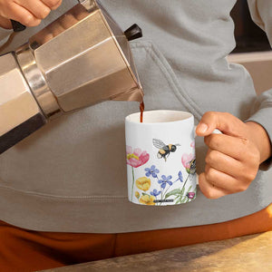 Vintage Spring Wildflower Coffee Mug Bees Butterflies Floral Meadow TB10 Print Your Wear