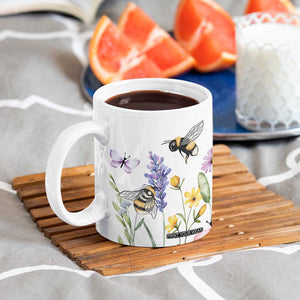 Vintage Spring Wildflower Coffee Mug Bees Butterflies Floral Meadow TB10 Print Your Wear