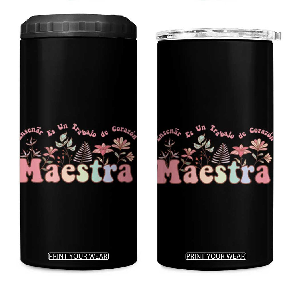 Maestra 4 in 1 Can Cooler Tumbler Vintage Floral Spanish Teacher Appreciation Gift Back To School TB10 One Size: 16 oz Black Print Your Wear