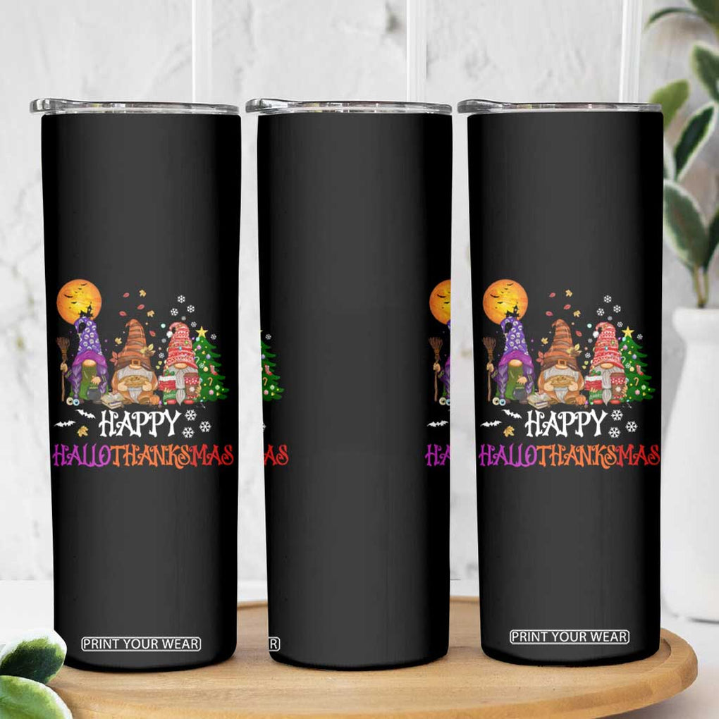 Happy Hallothanksmas Gnomes Fall Skinny Tumbler Cute Gnome Fall Gift For Thanksgiving Halloween Christmas TB10 Print Your Wear