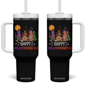 Happy Hallothanksmas Gnomes Fall Tumbler With Handle Cute Gnome Fall Gift For Thanksgiving Halloween Christmas TB10 One Size: 40 oz Black Print Your Wear