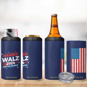 Harris Walz 2024 For The People 4 in 1 Can Cooler Tumbler Vote Blue Vice President VP American Flag TB10 Print Your Wear