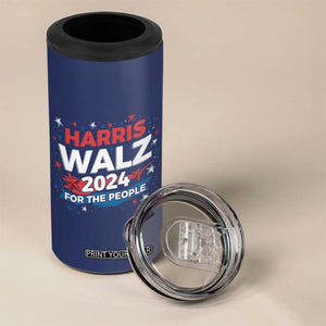 Harris Walz 2024 For The People 4 in 1 Can Cooler Tumbler Vote Blue Vice President VP American Flag TB10 Print Your Wear