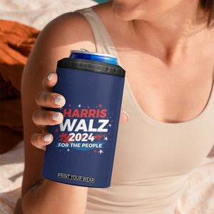 Harris Walz 2024 For The People 4 in 1 Can Cooler Tumbler Vote Blue Vice President VP American Flag TB10 Print Your Wear