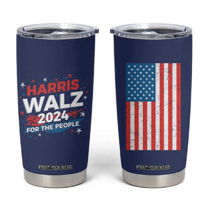 Harris Walz 2024 For The People Tumbler Cup Vote Blue Vice President VP American Flag TB10 Navy Print Your Wear