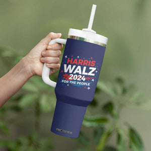 Harris Walz 2024 For The People Tumbler With Handle Vote Blue Vice President VP American Flag TB10 Print Your Wear