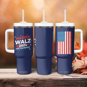 Harris Walz 2024 For The People Tumbler With Handle Vote Blue Vice President VP American Flag TB10 Print Your Wear