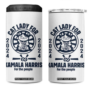 Childless Cat Lady Kamala 4 in 1 Can Cooler Tumbler Harris For The People President 2024 Feminist Womens Power TB10 One Size: 16 oz White Print Your Wear